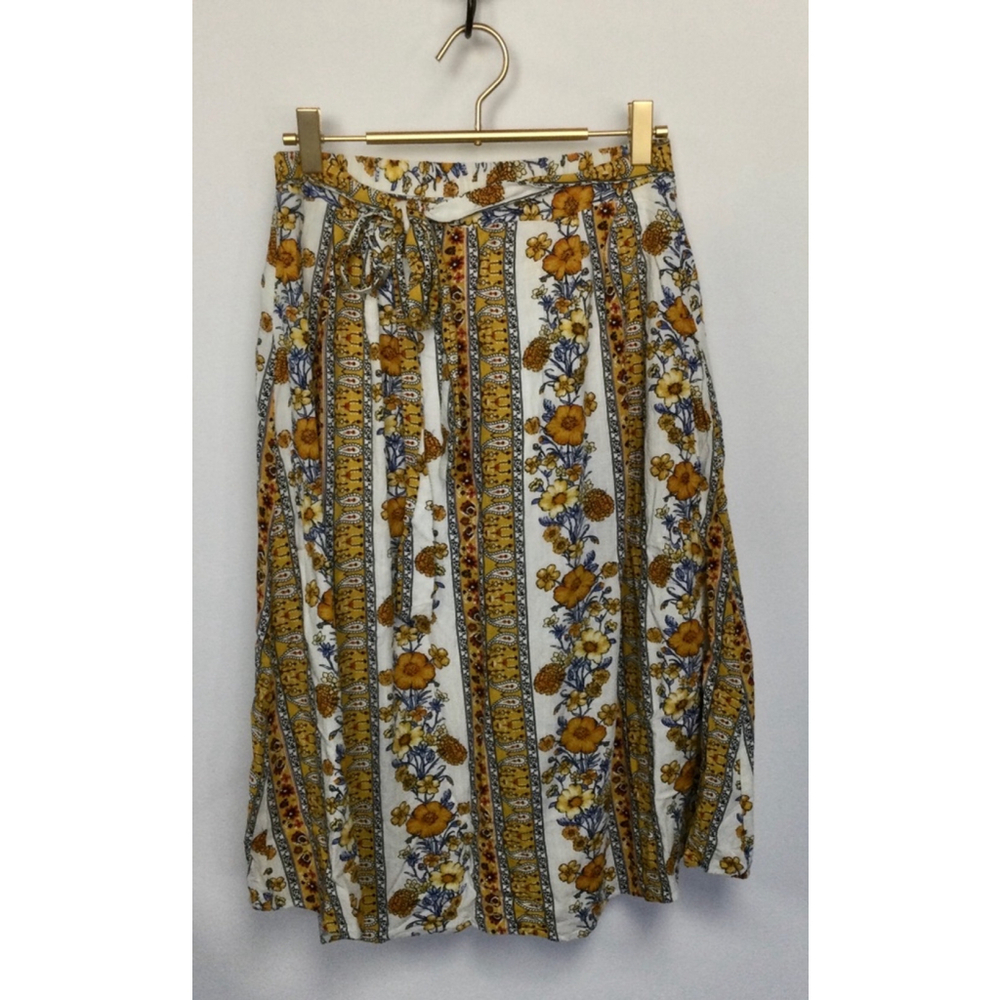 Women's Blu‎ Pepper Floral Print Skirt Size S White Yellow